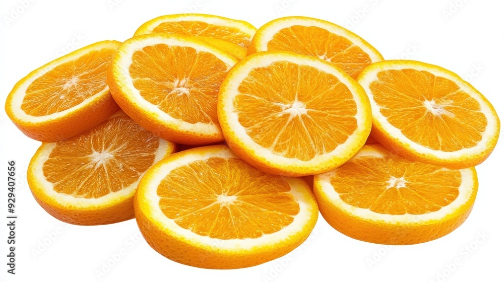 Fresh Orange Slices, Isolated On White Background, Perfect For Food And Beverage Promotions . Generative ai Fresh Orange Slices, Isolated On White Background, Perfect For Food And Beverage Promotions . Generative ai