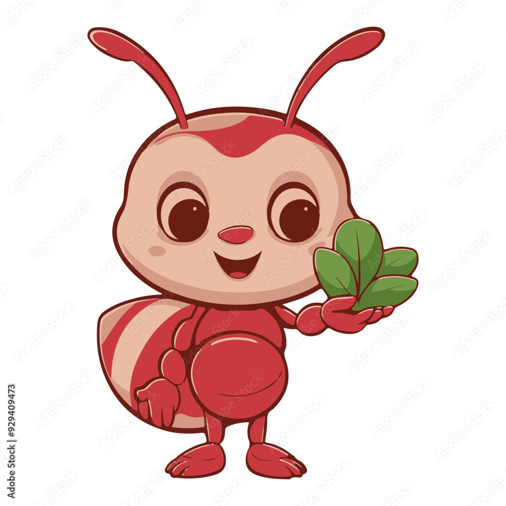 Naklejka premium Illustration of cute ant cartoon. Cute Ant Cartoon Presenting Animal Nature Icon