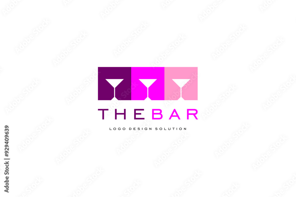 Obraz premium Template logo design solution for bar wirh simple glases image