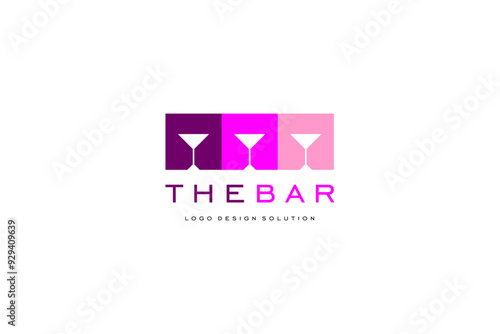 Template logo design solution for bar  wirh simple glases image