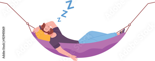 Man sleep in hammock color icon. Relaxation symbol