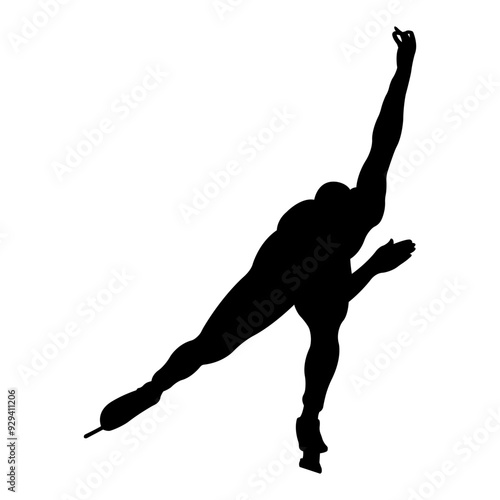 Silhouette of skater athlete.Winter sport.Skating sport.Vector illustration.