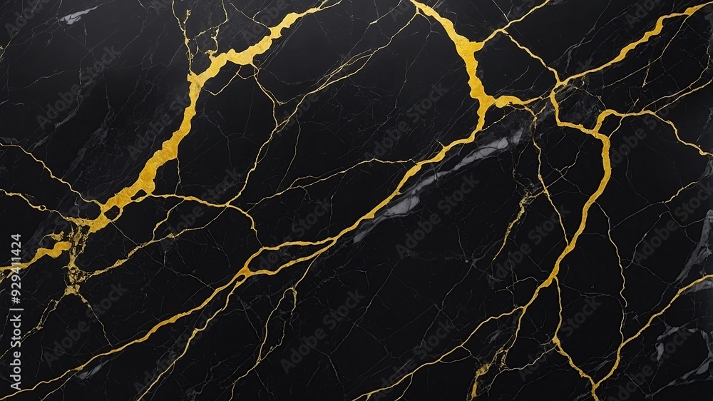 Golden Veined Black Marble Abstract Texture Golden Veined Black Marble Abstract Texture