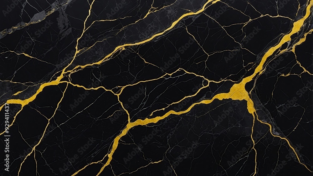 Golden Veined Black Marble Abstract Texture Golden Veined Black Marble Abstract Texture