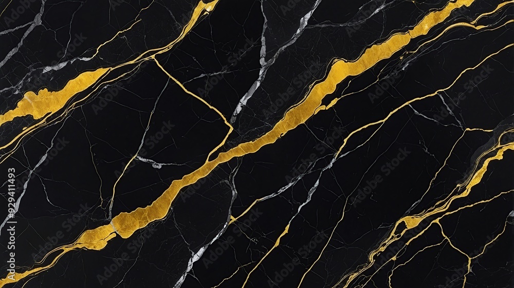 Golden Veined Black Marble Abstract Texture Golden Veined Black Marble Abstract Texture