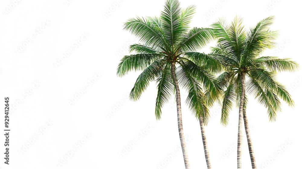 Obraz premium Palm trees in summer on white background with clipping path and alpha channel : Generative AI