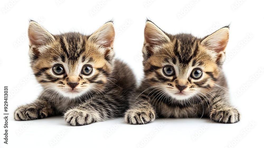 Two small kittens isolated on a white background : Generative AI Two small kittens isolated on a white background : Generative AI