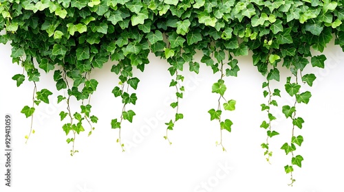 Plant and flower vine green ivy leaves tropic hanging climbing isolated on white background : Generative AI