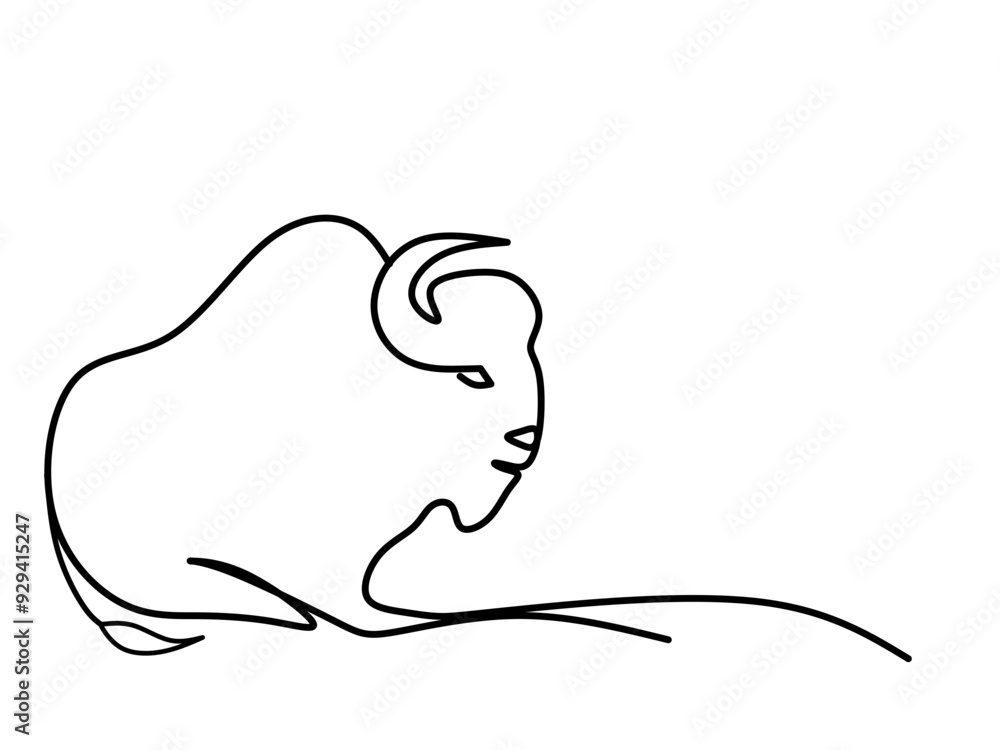 A Simple Line Drawing of a Bison A Simple Line Drawing of a Bison