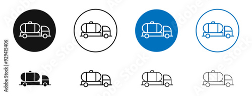 Tank truck vector icon in black and blue colors