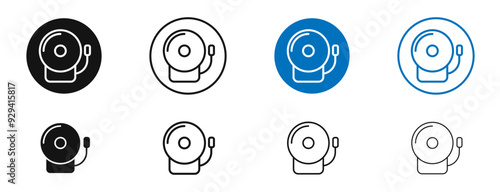 School bell vector icon in black and blue colors