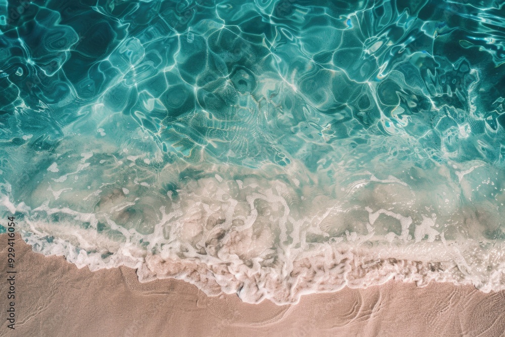 Obraz premium Aerial view of the ocean with waves and coastline visible