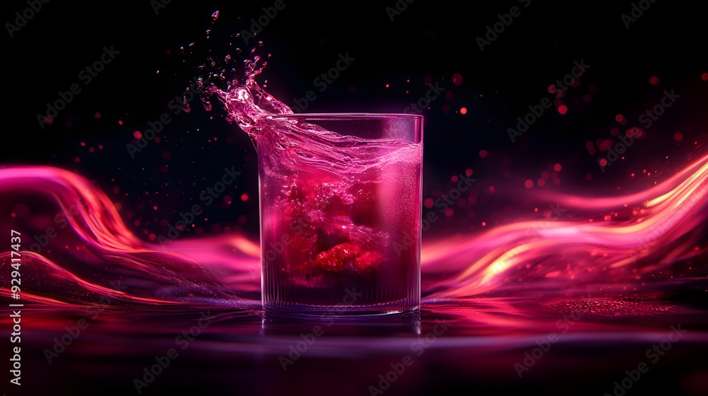 Psychedelic rendering of a berry sangria with swirling liquid patterns, bright neon colors, and an ethereal glow surrounding the glass. Psychedelic rendering of a berry sangria with swirling liquid patterns, bright neon colors, and an ethereal glow surrounding the glass.