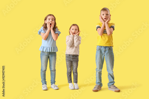 Shocked little kids on yell...