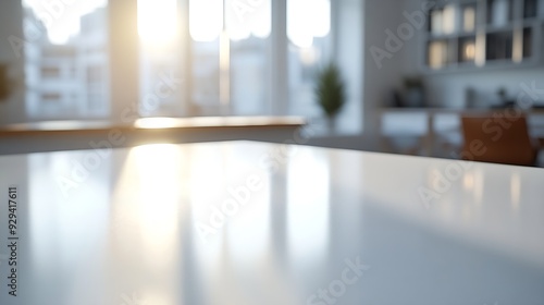 Closeup of a welldetailed white table and copy area in a hazy study space : Generative AI photo