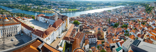 Aerial view of Coimbra, a riverfront city in central Portugal and the country’s former capital, is home to a preserved medieval old town
