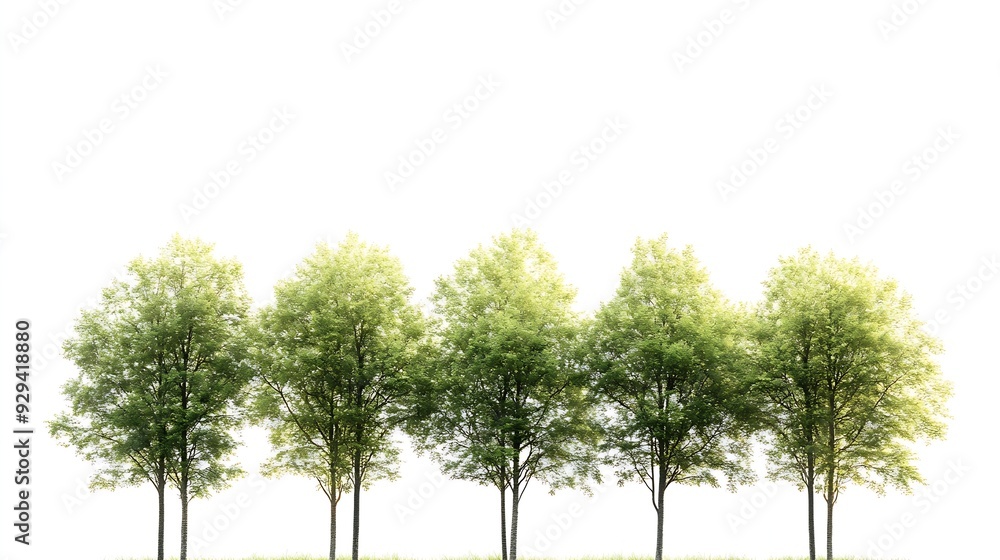 Obraz premium Tall trees isolated on white background : Generative AI