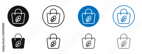 ECO bag vector icon in black and blue colors