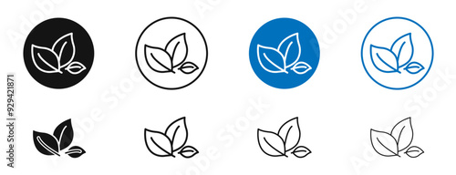 Tea leaves vector icon in black and blue colors