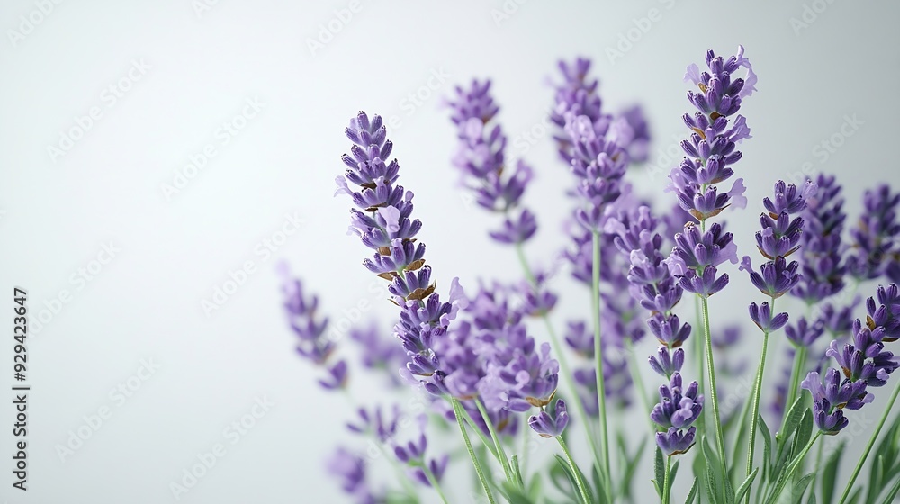 Naklejka premium Bouquet of beautiful lavender flowers isolated on white : Generative AI