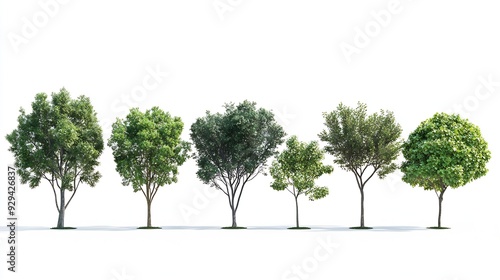 Isolated trees on white background  The collection of trees : Generative AI