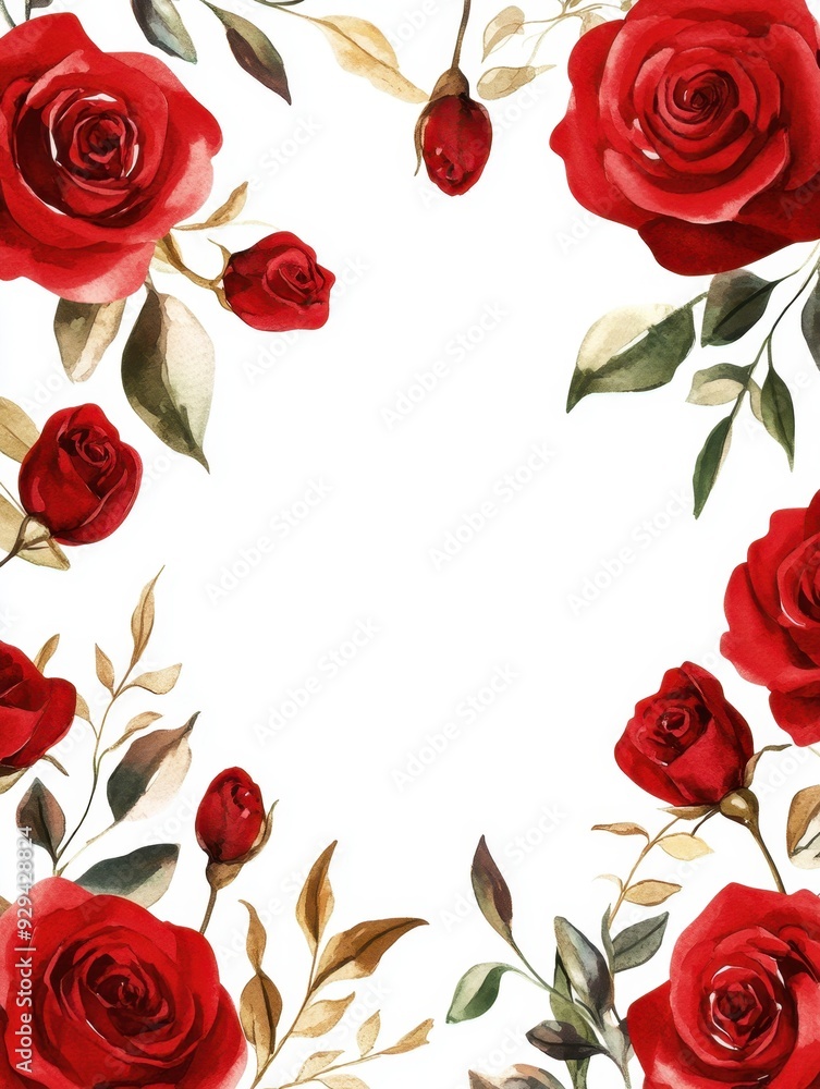 Fototapeta premium Free hand drawn watercolor Rose blossom drawing white background