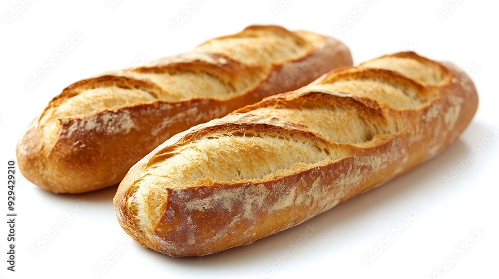French baguette isolated on white background : Generative AI French baguette isolated on white background : Generative AI