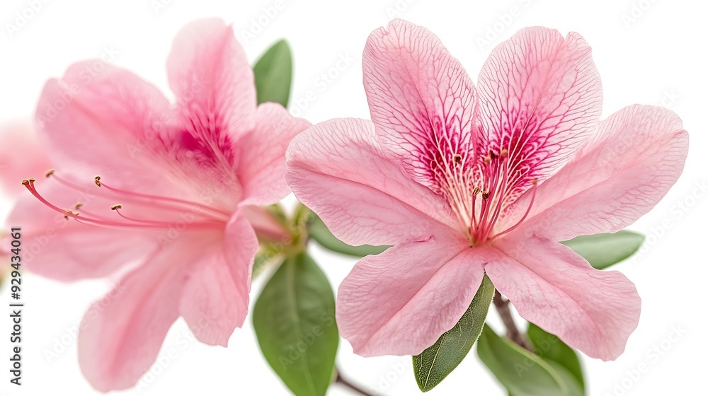 Azaleas flowers with leaves Pink flowers isolated on white background with clipping path : Generative AI Azaleas flowers with leaves Pink flowers isolated on white background with clipping path : Generative AI