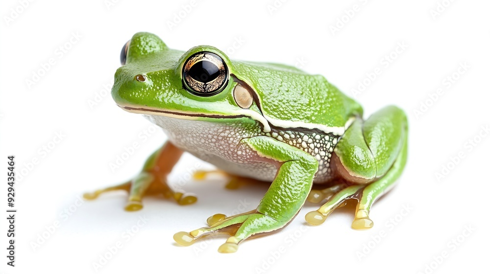 Small green frog isolated European tree frog isolated on white background Hyla arborea : Generative AI Small green frog isolated European tree frog isolated on white background Hyla arborea : Generative AI