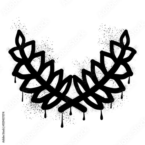 Laurel wreath with black spray paint graffiti