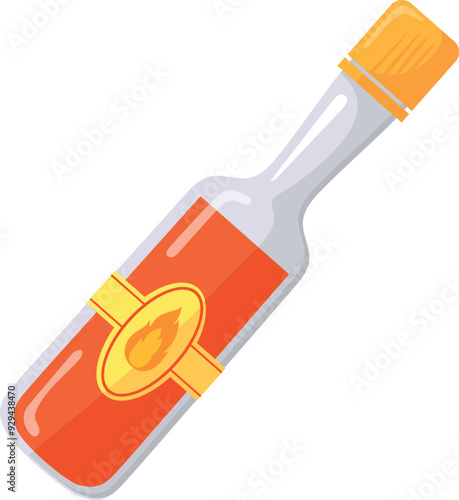 Chili sauce glass bottle. Spicy dip condiment