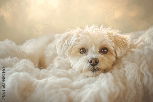 dog, pastel, soft tones, studio lighting, copy background, professional grading, advertising , ai