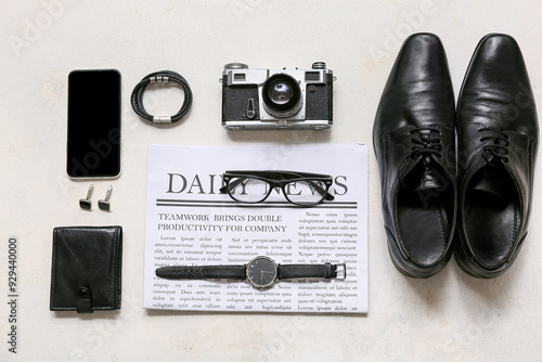 Set of male accessories wit...