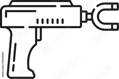 Chiropractic medicine line icon of impulse adjusting tool for spine back medical treatment, vector symbol. Chiropractic therapy and chiropractor tool for electrical stimulation of body muscles