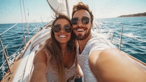 Couple Enjoying a Sailboat Trip
