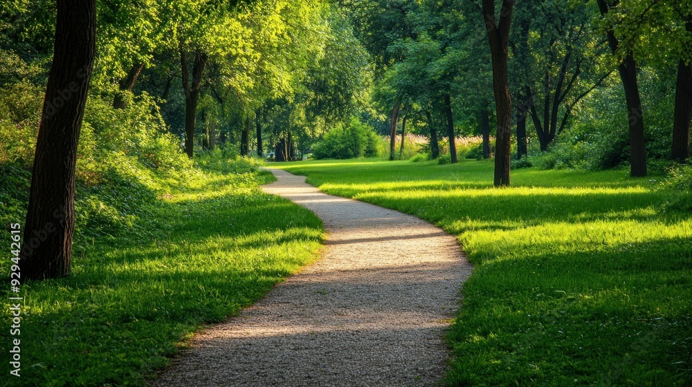 Serene Path Through Lush Green Trees Serene Path Through Lush Green Trees