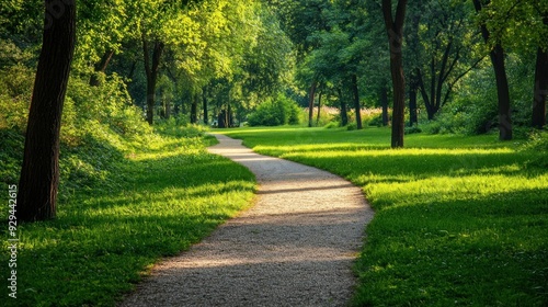 Serene Path Through Lush Green Trees