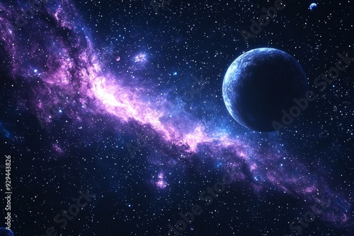 Space cosmic illustration with planets scene created with Generative AI