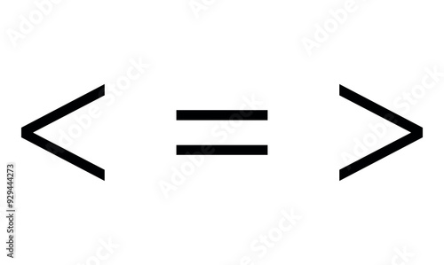 Mathematics inequality symbols. Greater than, less than and equal icon.