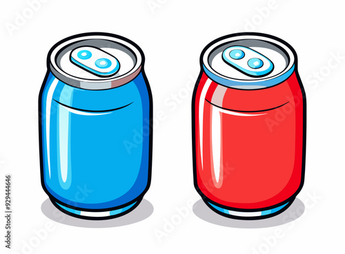 Blue and red drink cans stock illustration