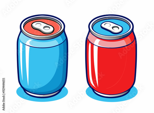 Blue and red drink cans stock illustration