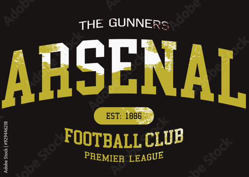 Arsenal fan art print, The gunners football club. Illustration of Arsenal Typography design Vector image, Illustration of Arsenal Typography design  photo