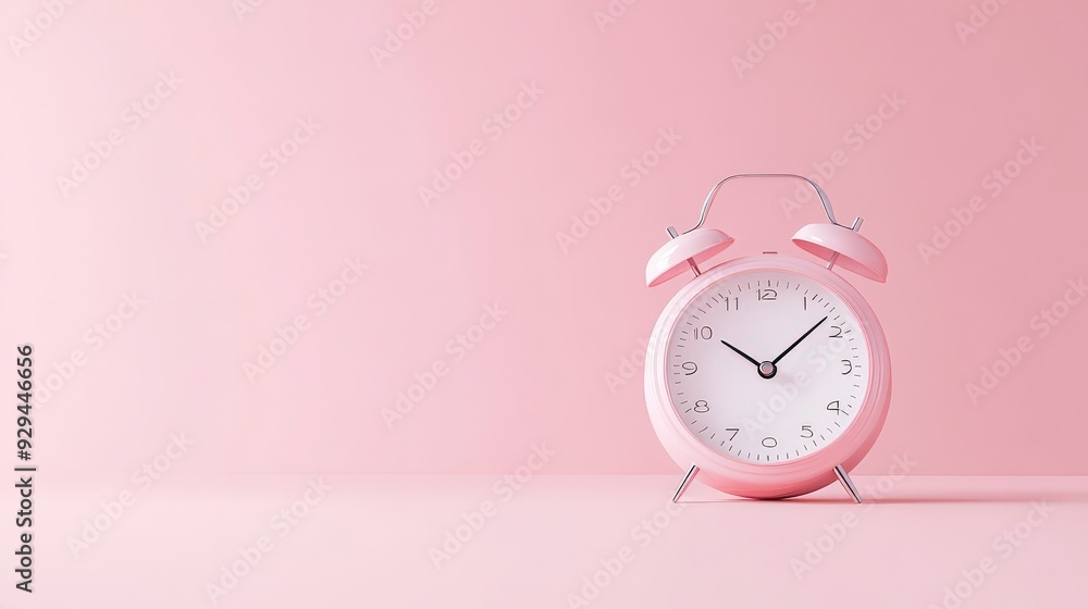 A pink alarm clock on a soft pink background, symbolizing time management and organization. A pink alarm clock on a soft pink background, symbolizing time management and organization.