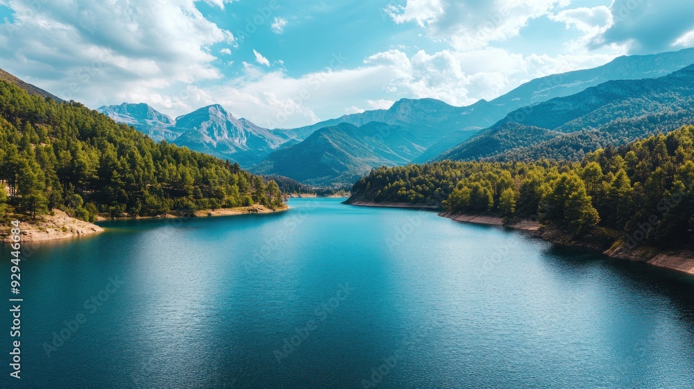 Naklejka premium Serene Mountain Lake Landscape