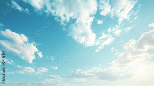 Beautiful Blue Sky with Fluffy Clouds