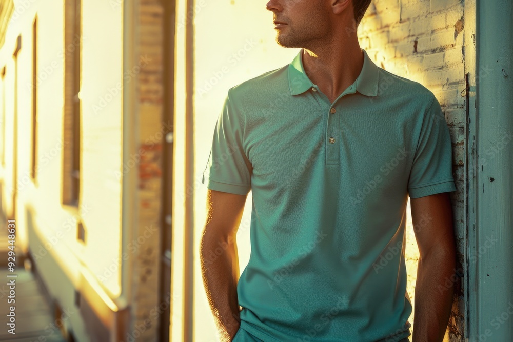 A person standing against a wall with hands in pockets, looking relaxed A person standing against a wall with hands in pockets, looking relaxed