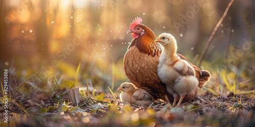 mom and baby chicken 