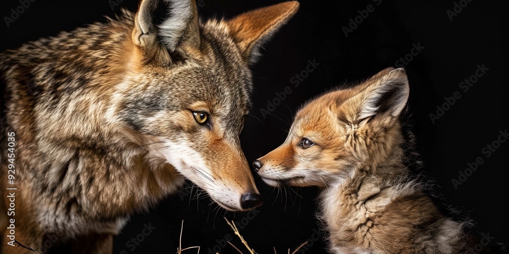 mom and baby coyote mom and baby coyote