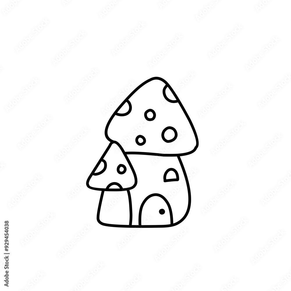 hand drawn mushroom house hand drawn mushroom house