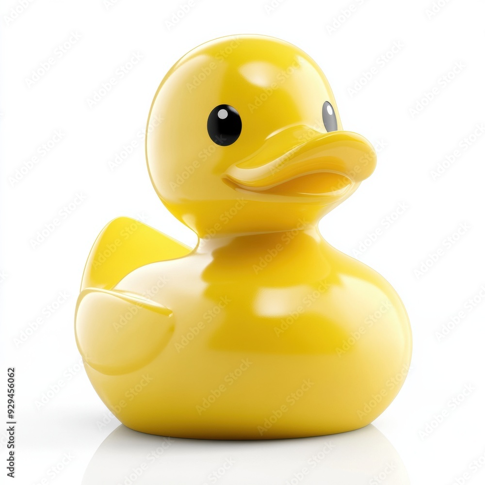 A yellow rubber duck sitting on a white surface with no background, AI A yellow rubber duck sitting on a white surface with no background, AI